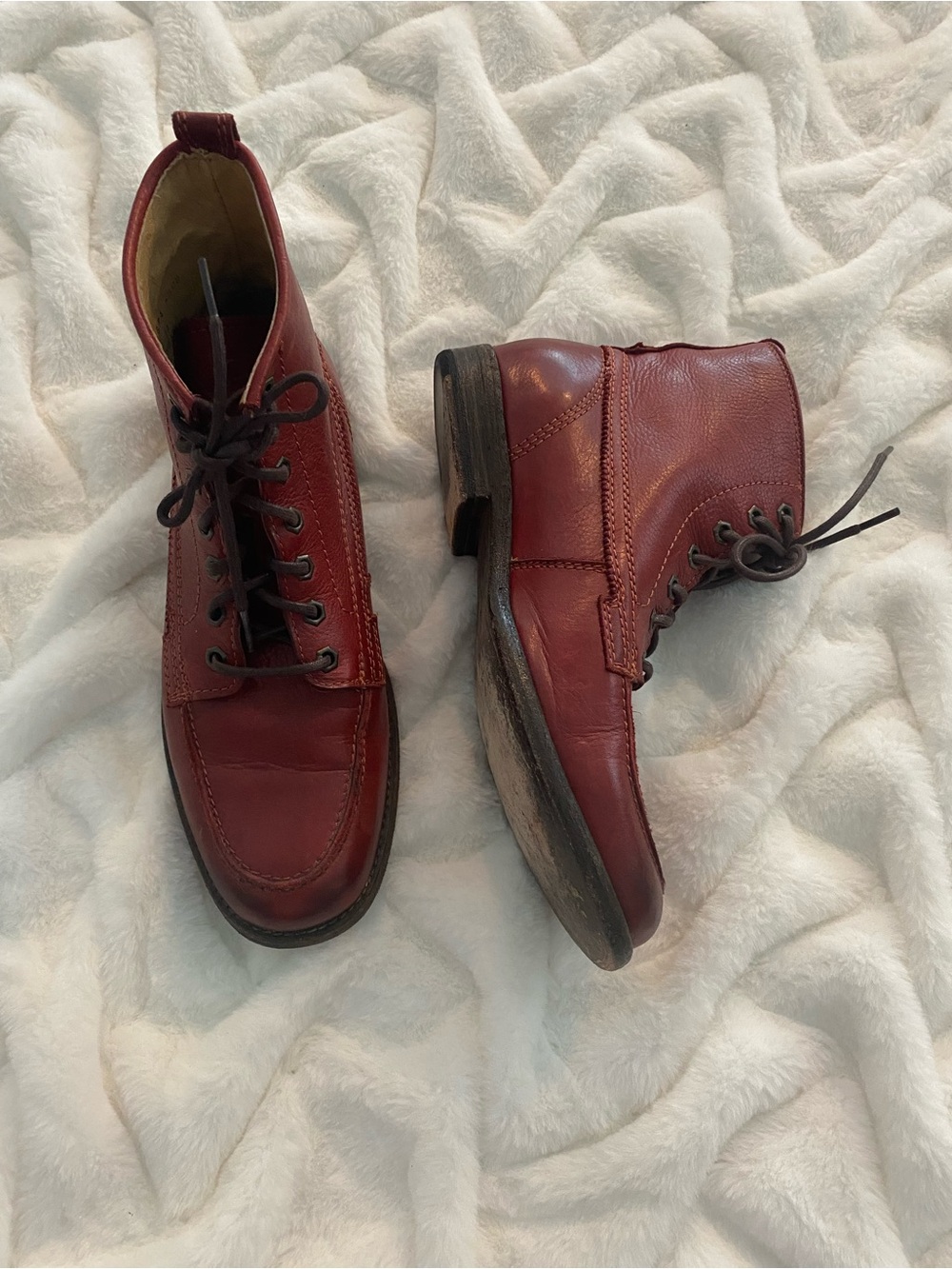 FRYE High Top Leather Boots - Cordovan (Dark Burgundy) Color. Beautiful!